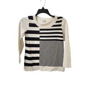 Mercer Street Studio White Black Striped Sweater Top Women's Small